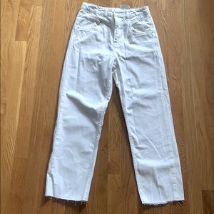 White straight leg jeans